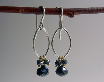 Silver Black Spinel Earrings