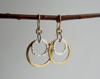 Gold and Silver Ring Earrings