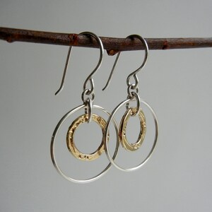 Gold and Silver Ring Earrings image 1