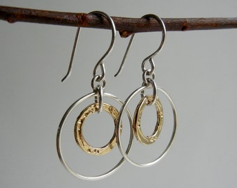 Gold and Silver Ring Earrings