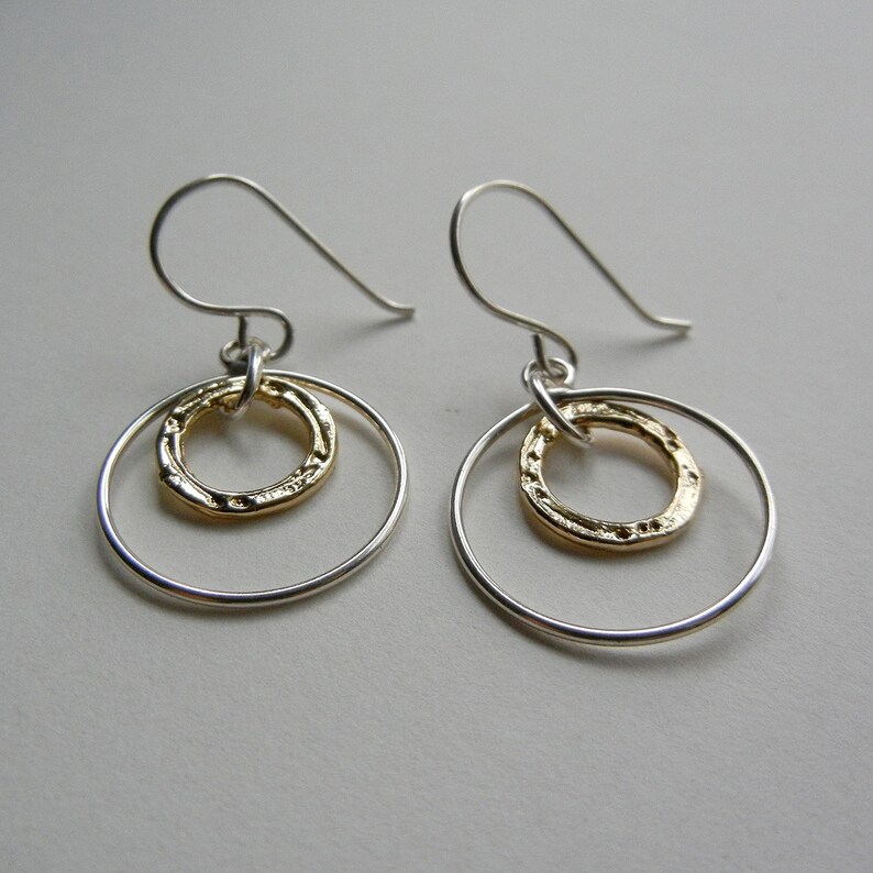 Gold and Silver Ring Earrings image 3