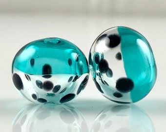 Opaque Black Hollow Lampwork Glass Bead Pairs