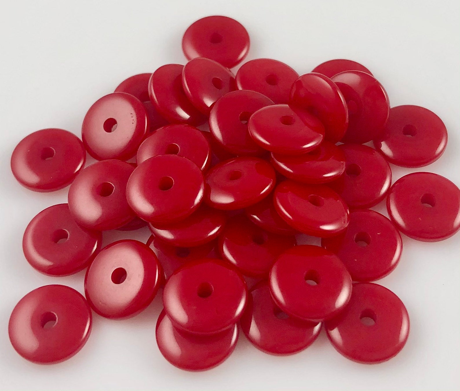 Flat Acrylic Red Disc Beads for Jewelry Making Loose Spacer Etsy