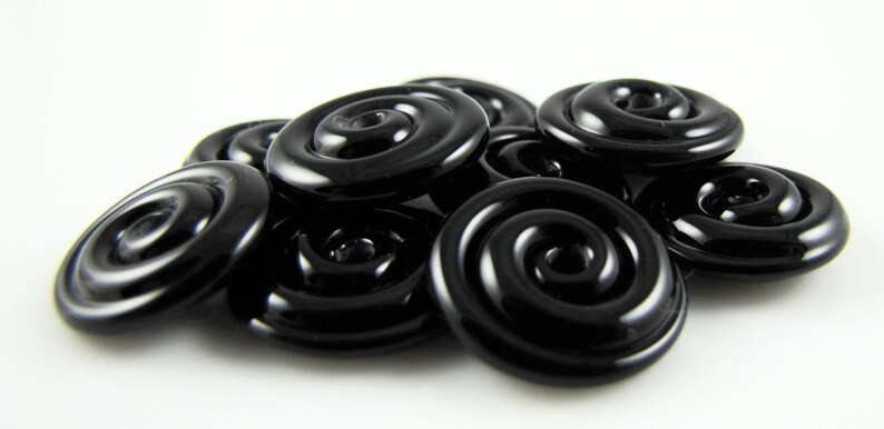 Black Small Lampwork Glass Spacer Disc Beads-Set of 10 image 3