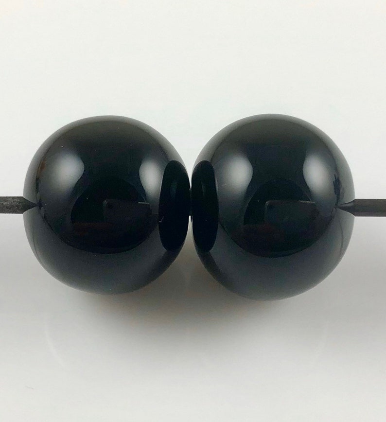 Opaque Black Hollow Lampwork Glass Bead Pairs