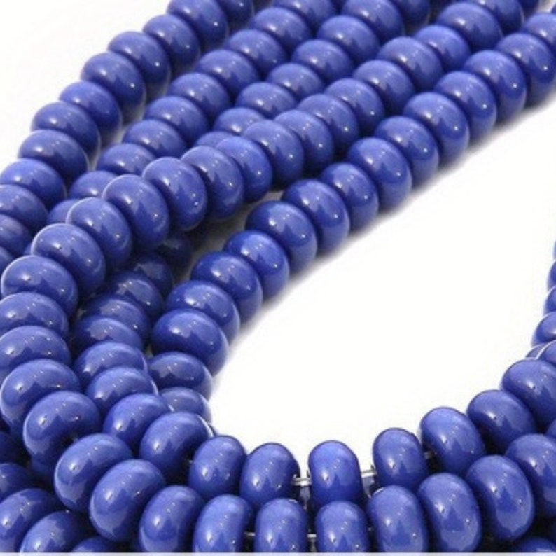 Glass Spacer Beads, 8mm Glass Beads, Spacer Beads, Bead Supplies Glossy Lapis Blue