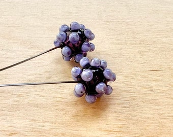 Lampwork Glass Headpin Pair, Purple Bead Supplies, Stainless Steel Components for Jewelry Making