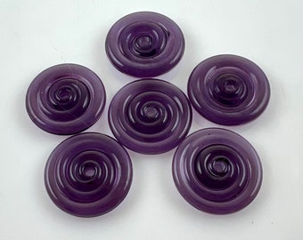 Purple Regular Size Lampwork Glass Disc Beads, Jewelry Supplies