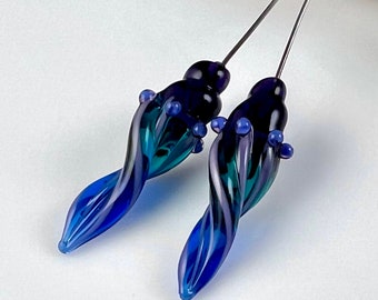 Twisted Long Glass Stainless Steel Headpin Pair