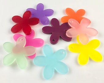 Pick Your Color Flat Resin Flower Bead- One Pair