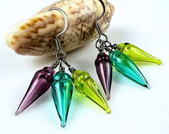Glass Earrings, Hollow Beads, Earrings for Women, Dangle Earring, Modern Earrings, Artisan Handmade, Beaded Jewelry