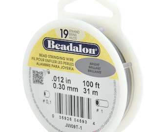 Beadalon 19 Strand Bead Stringing Wire Bright 0.012" 0.30mm, BRIGHT Stainless Steel - JW09T-1