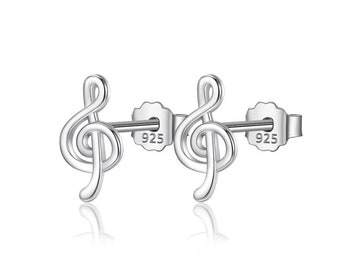 Stud Earrings, Treble Clef, Musical Earrings, Music Notes, Small Earrings, Silver, Gift, Earrings for Child, Post Earrings