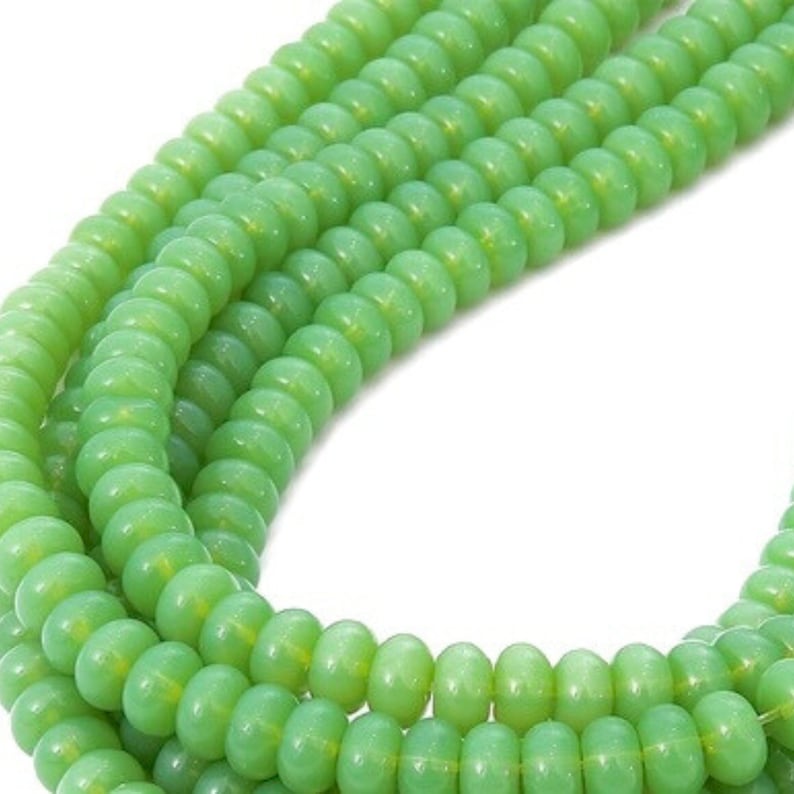 Glass Spacer Beads, 8mm Glass Beads, Spacer Beads, Bead Supplies Glossy Pear Green