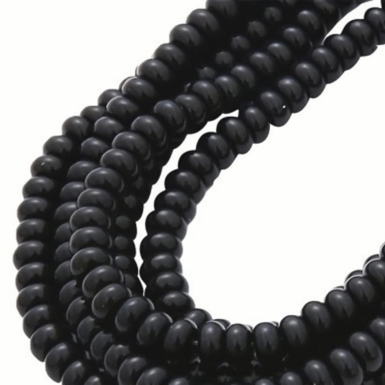 Glass Spacer Beads, 8mm Glass Beads, Spacer Beads, Bead Supplies Glossy Black