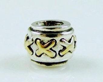 Sale- Stitches 925 Sterling Silver Big Hole Charm Bead
