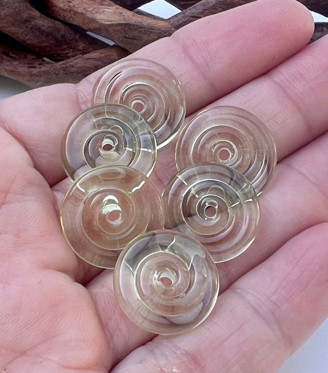 Pale Green Glass Disc Bead Set, Pink Purple Glass Beads, Beads, Jewelry