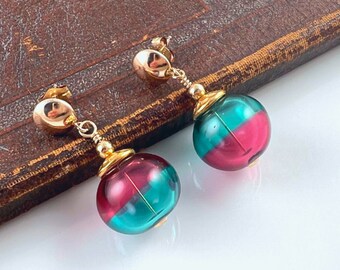 Glass Hollow Earrings, Glass Dangles, Gold-Filled Earrings, Earring Posts, Gift for Friend, Jewelry Gift, Silver Earrings, Artisan Jewelry