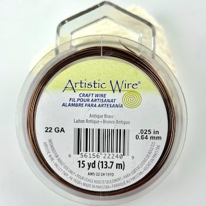 May include: A spool of 22 gauge antique brass Artistic Wire, 15 yards (13.7 meters) in length. The spool is labeled with the wire gauge, color, length, and UPC code.  The wire is intended for adult use only.