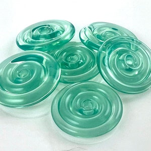 Green Glass Disc Beads, Beads for Jewelry, Supplies, Swirl Beads, Lampwork