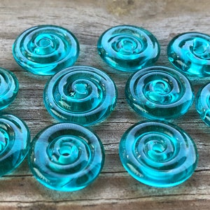 Teal Mini Lampwork Glass Spacer Disc Beads-Set of 10