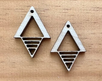 Wood Earring Blanks, Laser Cut Supplies for Jewelry and Crafts, Unfinished Triangle Geometric Cutout