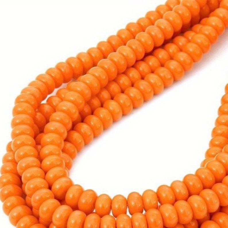 Glass Spacer Beads, 8mm Glass Beads, Spacer Beads, Bead Supplies Glossy Orange