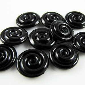 Black Small Lampwork Glass Spacer Disc Beads-Set of 10 image 2