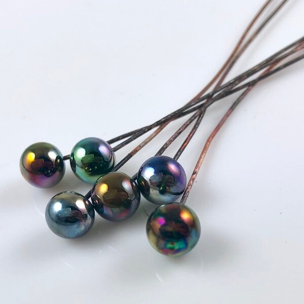 Metallic Glass and Copper Headpin Set of 6