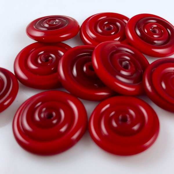 Dark Red Small Lampwork Glass Spacer Disc Beads-Set of 10