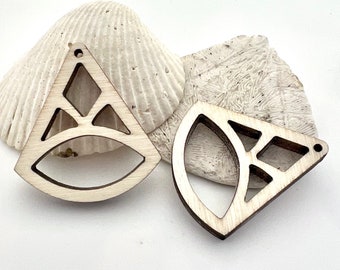 Wood Earring Blanks, Laser Cut Supplies for Jewelry and Crafts, Unfinished Triangle Geometric Cutout