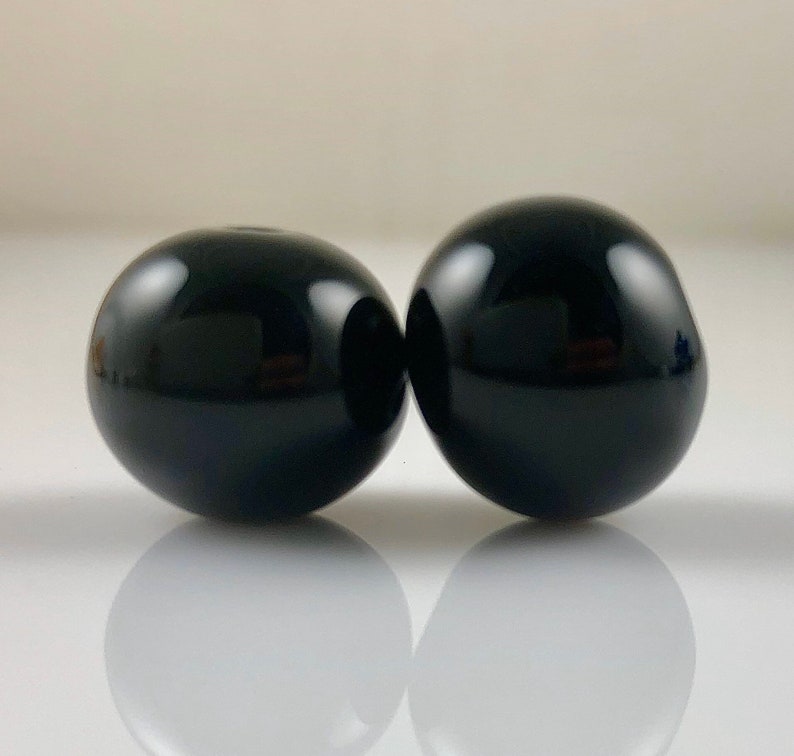 Opaque Black Hollow Lampwork Glass Bead Pairs