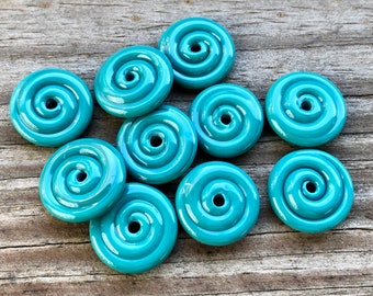 10 Big Czech Glass 12mm x3mm Wavy Ripple Opaque Round Rondelle Spacer
