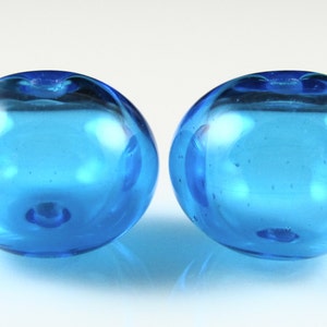 Aqua Hollow Lampwork Glass Bead Pairs