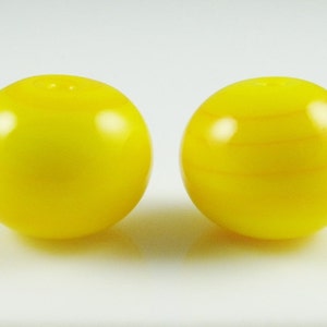 Lemon Yellow Hollow Lampwork Glass Bead Pairs image 3