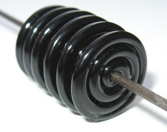 Black Lampwork Glass Discs Beads, Black Beads, Supplies, Jewelry Making Supplies, Artisan Beads