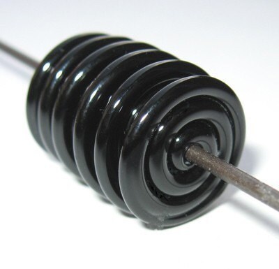 Jet Black Lampwork Glass Regular Size Disc Beads-Set of 6