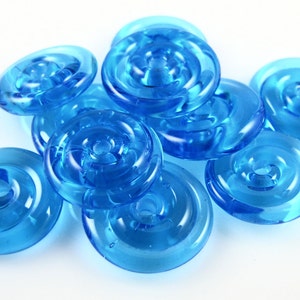 Aqua Mini Lampwork Glass Spacer Disc Beads-Set of 10