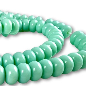 Glass Spacer Beads, 8mm Glass Beads, Spacer Beads, Bead Supplies Glossy Light Blue