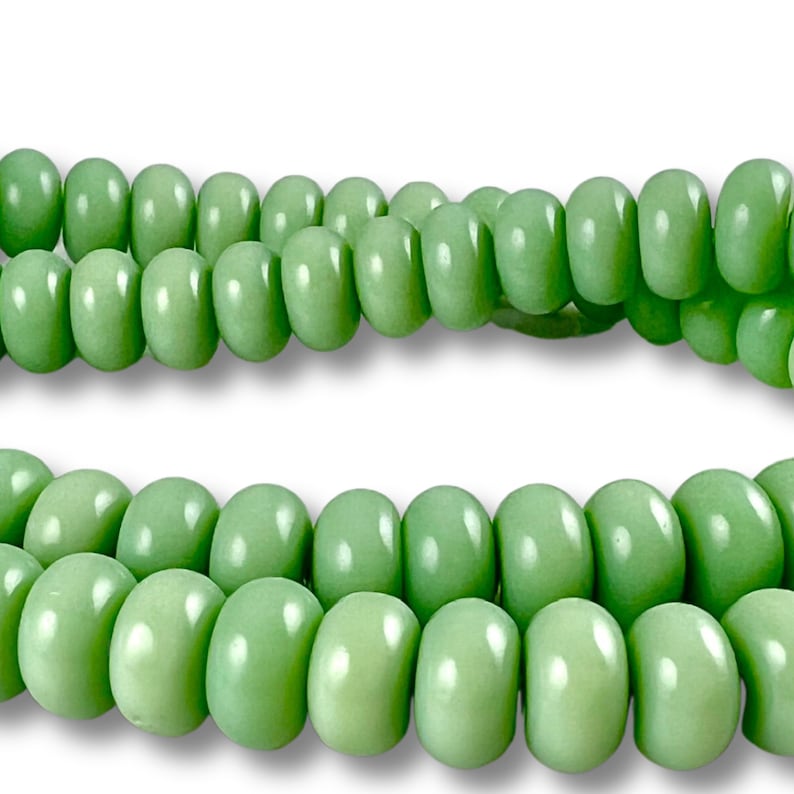 Glass Spacer Beads, 8mm Glass Beads, Spacer Beads, Bead Supplies Glossy Light Green