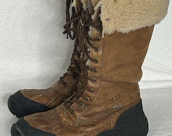 UGG Adirondack Boot Tall III 8 kastanjebruin vibramleer dames Gortex-schapenvacht