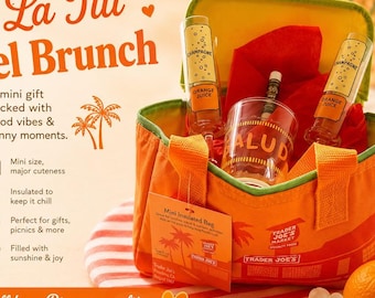Mimosa presentkorg till Titi | Presentask för Latina Brunch | "La Titi Del Brunch" | Trader Joe's mini picknickkylare | Tia Auntie födelsedagspresentset