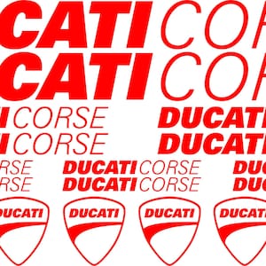 Juego de pegatinas y calcomanías para DUCATI CORSE, kit de pegatinas para carenado de Monster Panigale, emblema con logotipo para casco de motocicleta, tanque de combustible, protector de cárter de motocicleta en rojo