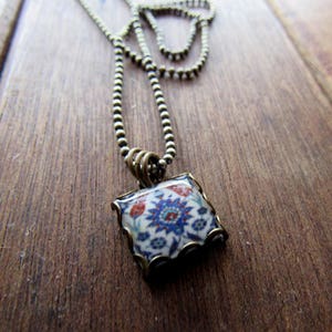 Islamic tile necklace, Turkish tile design, islamic jewelry, Tyrkish pendant, Muslim jewelry, Middle East, Charm necklace