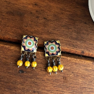 Mexican Earrings, Latinx earrings, Mexican jewelry, Talavera tile, Mexican gift, Bridesmaid gift, Teacher gift, Jewelry, Post earrings