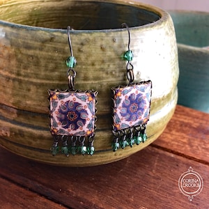 Italian jewelry, Italian earrings, Italian tile, Bohemian Jewelry, Bohemian Earrings, Italy gift, travel gift, boho gift, Rome earrings
