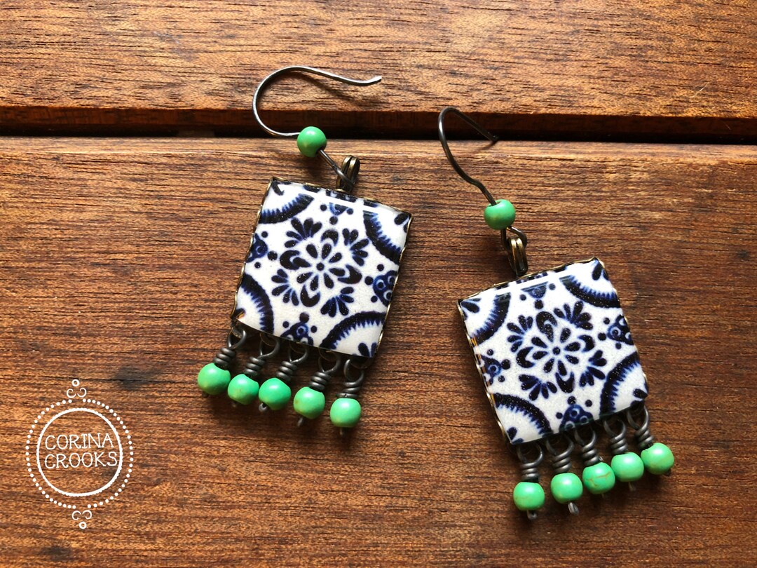 Mexican Tile Folklorico Earrings Fiesta Earrings Costume Etsy