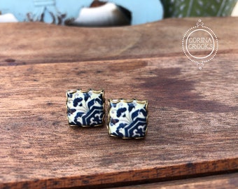 Tile, Portuguese tile, Spanish tile, Wanderlust jewelry, Portuguese earrings, Spanish earrings, wedding party gift, Portuguese wedding, post