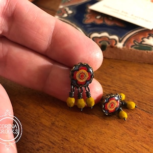 Stud Earrings, colorful Mexican earrings, Talavera Pottery design earrings, Pottery gift, Teacher gift, Western wear, Cowgirl earrings, folk