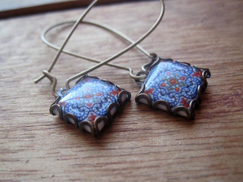 Portuguese Tile Jewelry Iberian Dangle Earrings Handcrafted Etsy